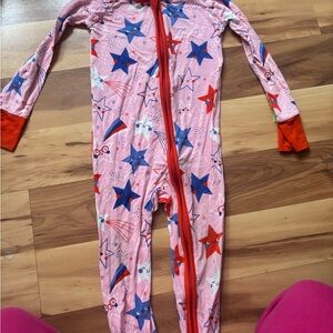 Little Sleepies Pink and Red Starry Footie